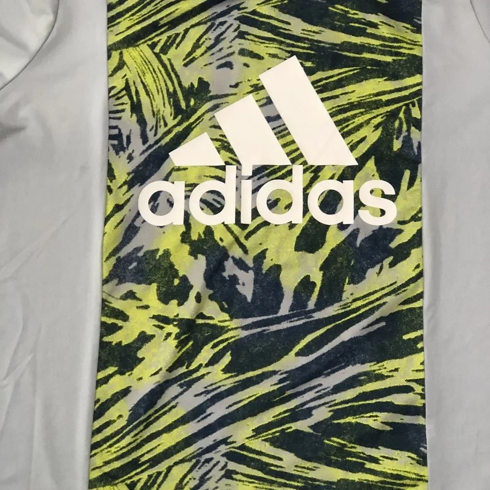 Adidas Womens Active,Yoga, Athletic Tee Shirt Tropical Plus Sz 1X Green & White - Picture 5 of 7
